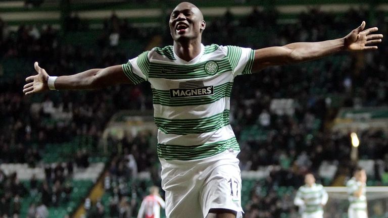 Amido Balde celebrates one of his rare goals for Celtic last season