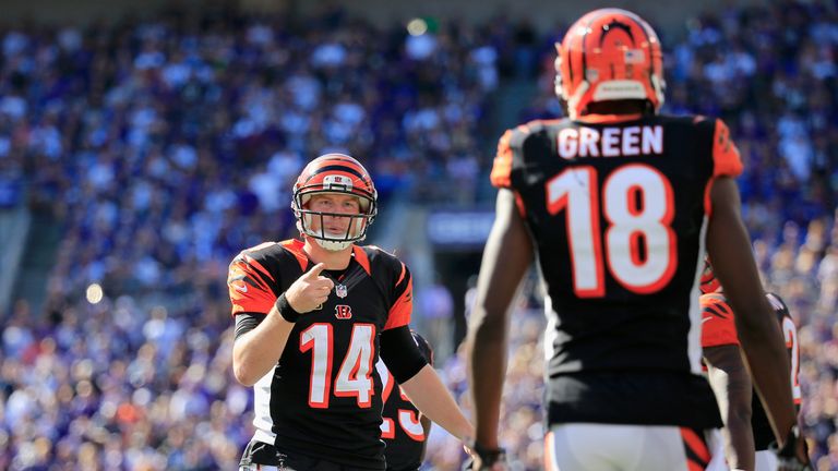 Quarterback Andy Dalton of the Cincinnati Bengals and wide receiver AJ Green