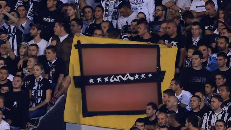 Partizan's banner - with offensive words erased