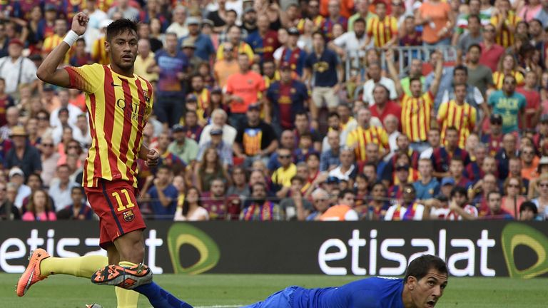 Neymar scores for Barcelona against Athletic Bilbao