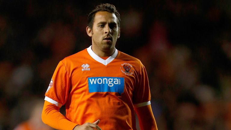 Michael Chopra of Blackpool watches on during the Sky Bet Championship match between Blackpool and Bolton Wanderers at Blo