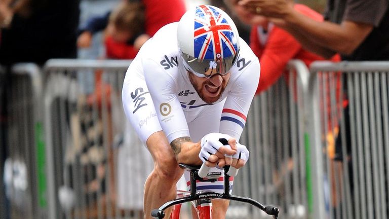 Team Sky's Sir Bradley Wiggins during the Individual Time Trial during stage eight of the 2014 Tour of Britain in London.