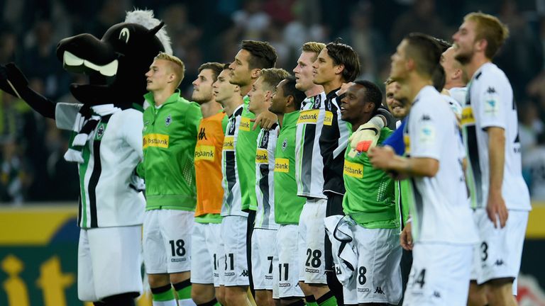 Borussia Monchengladbach celebrate victory over Schalke