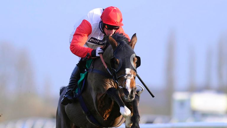 Daryl Jacob riding Celestial Halo clear the last to win The bet365 Long Distance Hurdle Race at Newbury racecourse on Nove
