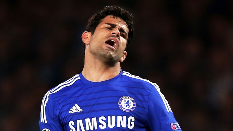 Diego Costa of Chelsea reacts during the UEFA Champions League Group G match between Chelsea and FC Schalke 04