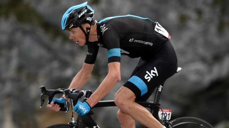 Chris Froome on stage fifteen of the 2014 Vuelta a Espana