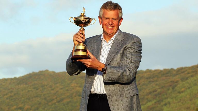 Colin Montgomerie with the Ryder Cup following Europe's victory over the United States at Celtic Manor in 2010