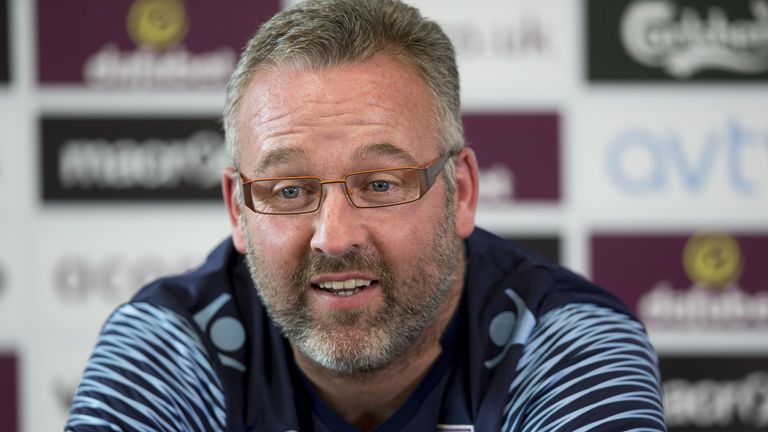 Aston Villa manager Paul Lambert speaks to the press after extending his contract at the club until June 2018
