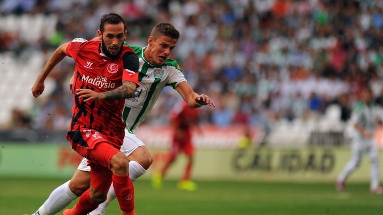 Aleix Vidal vies with Aleksandar Pantic