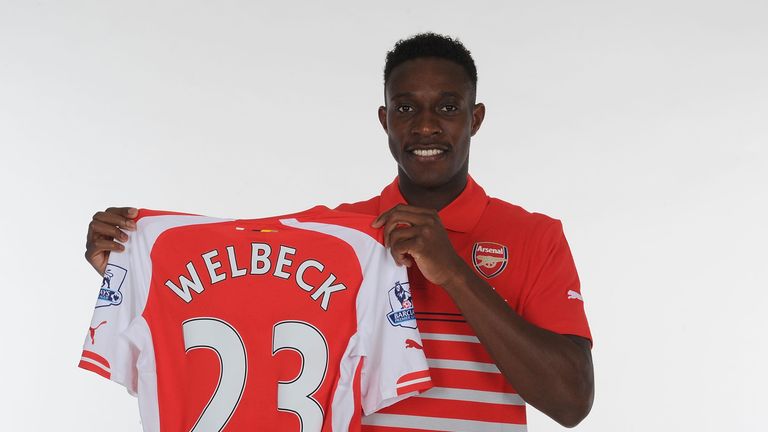 Arsenal unveil new signing Danny Welbeck at London Colney on September 2, 2014 in St Albans, England