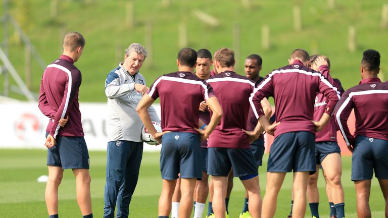 England manager Roy Hodgson gives out instructions during a training session at St George's Park, Burton Upon Trent