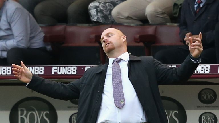 Sean Dyche reacts during the Barclays Premier League match between Burnley and Sunderland