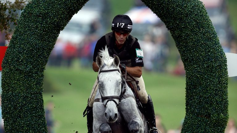 New Zealand's Andrew Nicholson riding Avebury competes in the cross-country phase during day three of the 2014 Land Rover Burghley Horse Trials at Burghley