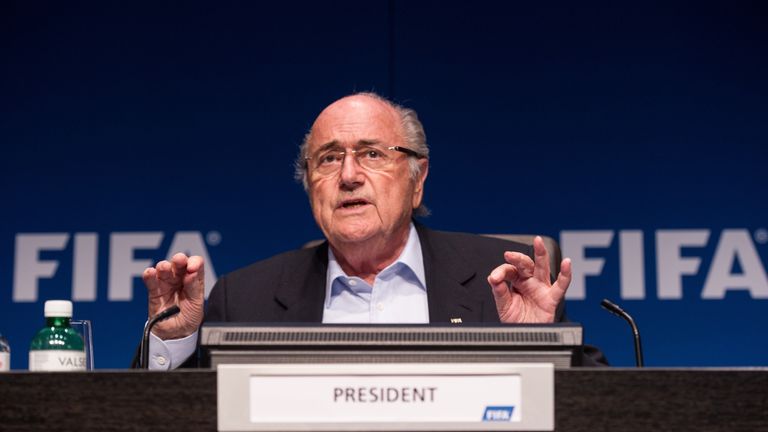 FIFA President Sepp Blatter gives a press conference at the end of a meeting of the FIFA Executive Committee