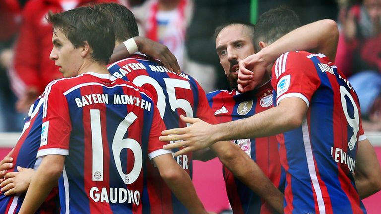 Bayern Munich celebrate Franck Ribery's goal