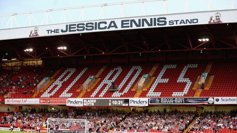 SHEFFIELD, ENGLAND - AUGUST 02:  A general view of the 'Jessica Ennis' Stand during the Sky Bet League One match between Sheffield United and Notts County 