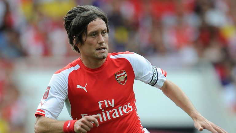 Tomas Rosicky of Arsenal during the Emirates Cup match between Arsenal and Benfica at Emirates Stadium on August 2, 2014 in London, England.