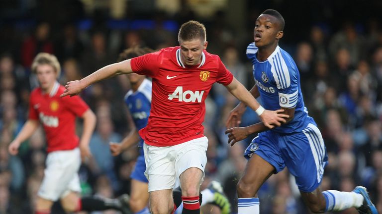 Jack Barmby and Nathaniel Chalobah in action for Manchester United and Chelsea respectively in the FA Youth Cup