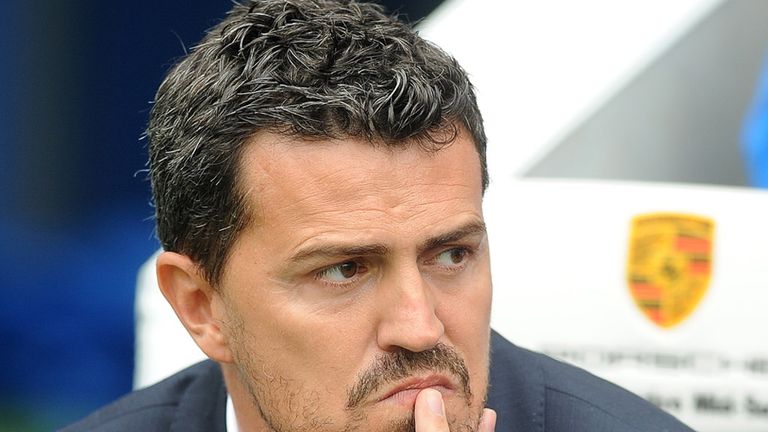 BRIGHTON, ENGLAND - AUGUST 24: Brighton manager Oscar Garcia during the Sky Bet Championship match between Brighton & Hove Albion and Burnley.