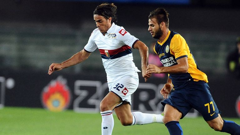 Alessandro Matri # 32 of Genoa CFC in action during the Serie A match between Hellas Verona FC and Genoa CFC at Stadio Marc'A