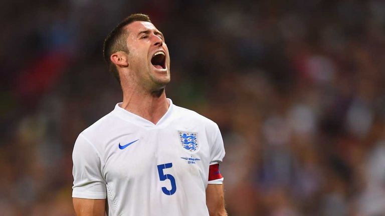LONDON, ENGLAND - SEPTEMBER 03:  Gary Cahill of England reacts during the International friendly match between England and Norway at Wembley Stadium on Sep