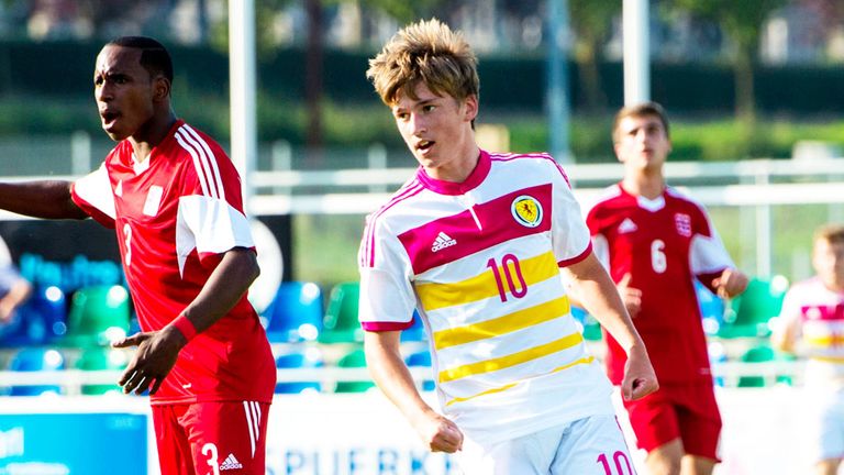 Ryan Gauld: Scotland number 10 celebrates his opening goal in Luxembourg