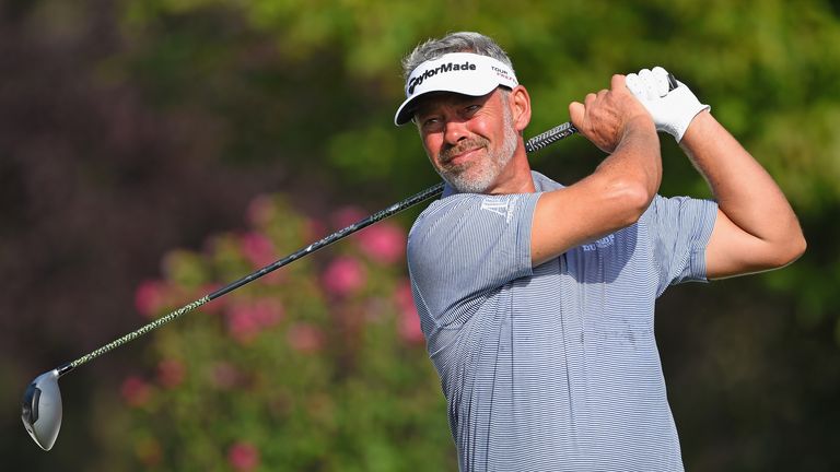 Darren Clarke plays a shot during the Pro - Am of the 71st Italian Open 