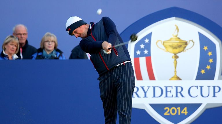 Webb Simpson hit the opening tee shot - but it was a nervous one which only just made the fairway