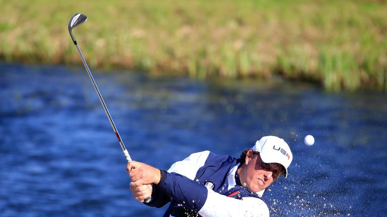 Phil Mickelson was back with Keegan Bradley but they were in trouble early on