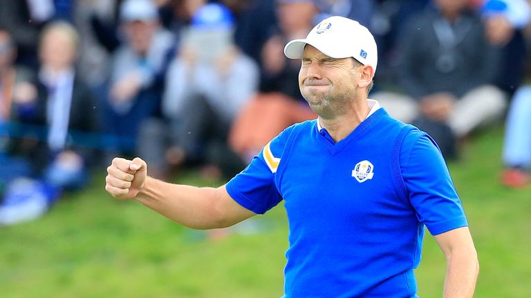 Sergio Garcia extends Europe's overall lead by beating Jim Furyk.
