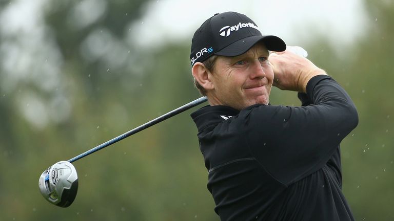 NEWPORT, WALES - SEPTEMBER 19:  Stephen Gallacher of Scotland in action during the second round of the ISPS Handa Wales Open at Celtic Manor Resort