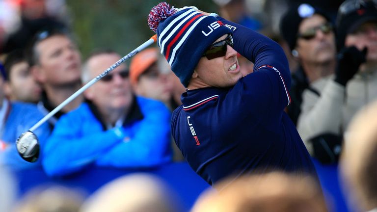 Hunter Mahan fires five birdies and an eagle as he and Jim Furyk beat Lee Westwood and Jamie Donaldson 4&3