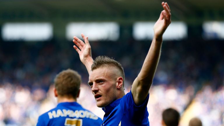 Jamie Vardy of Leicester City celebrates 