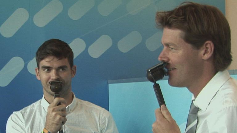 Jimmy Anderson joins Nick Knight in the Sky Sports commentary box