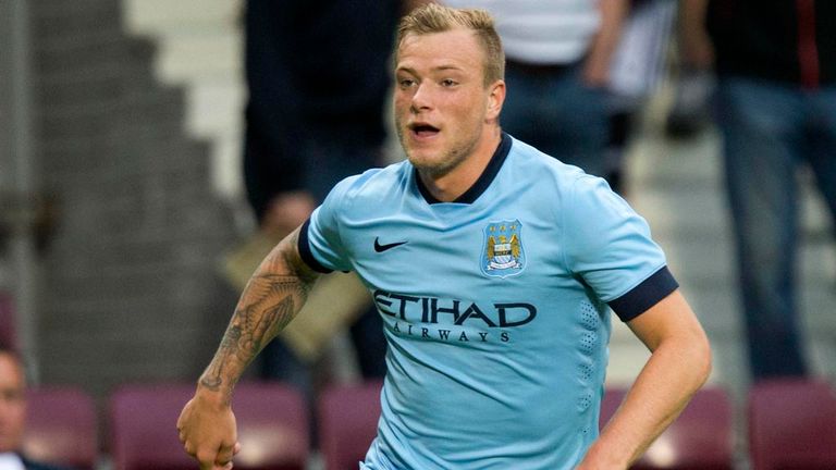 John Guidetti making a rare Manchester City appearance during pre-season this year