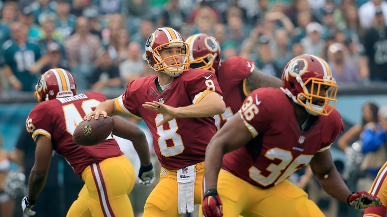 Quarterback Kirk Cousins of the Washington Redskins drops back to pass against the Philadelphia Eagles