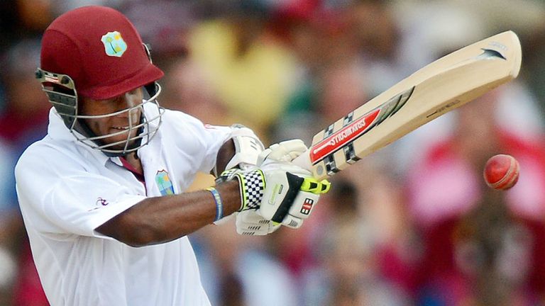 West Indies Kraigg Brathwaite plays a shot off Australian bowler Peter Siddle at the Kensington Oval