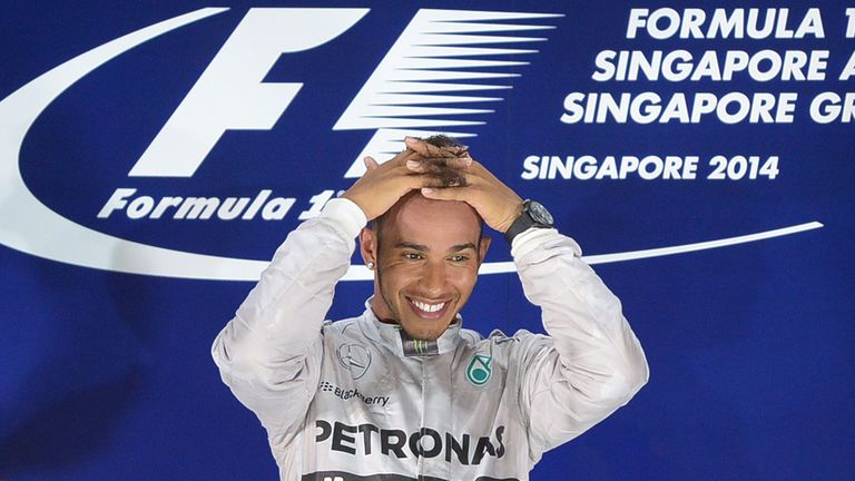 Lewis Hamilton on the podium