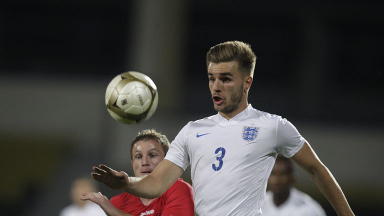 Luke Garbutt of England in action during the Moldova v England UEFA U21 Championship Qualifier 2015 match in Tiraspol