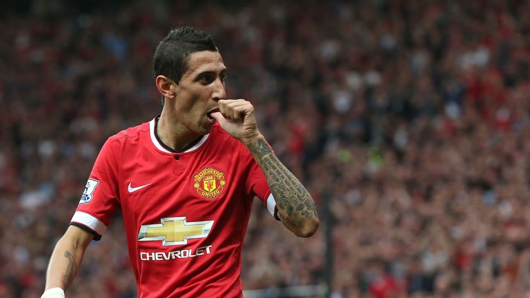 Manchester United's Angel di Maria against Queens Park Rangers at Old Trafford on September 14, 2014 in Manchester, England. 