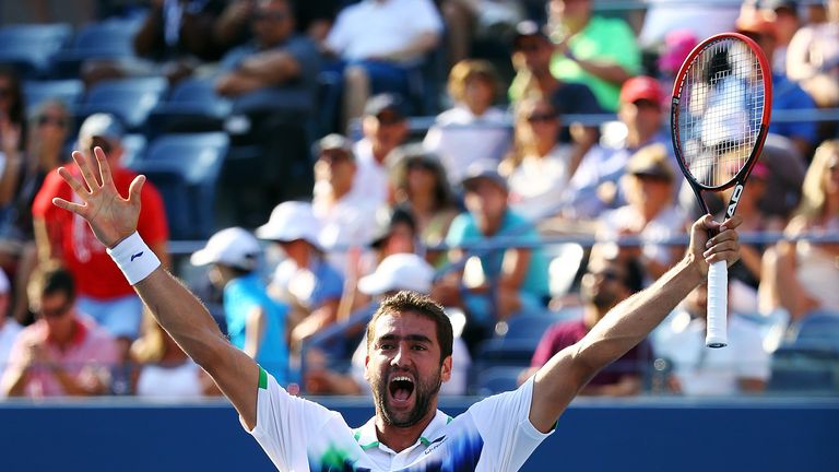 Marin Cilic. US Open 2014. Celebrating quarter-final win over Tomas Berdych.