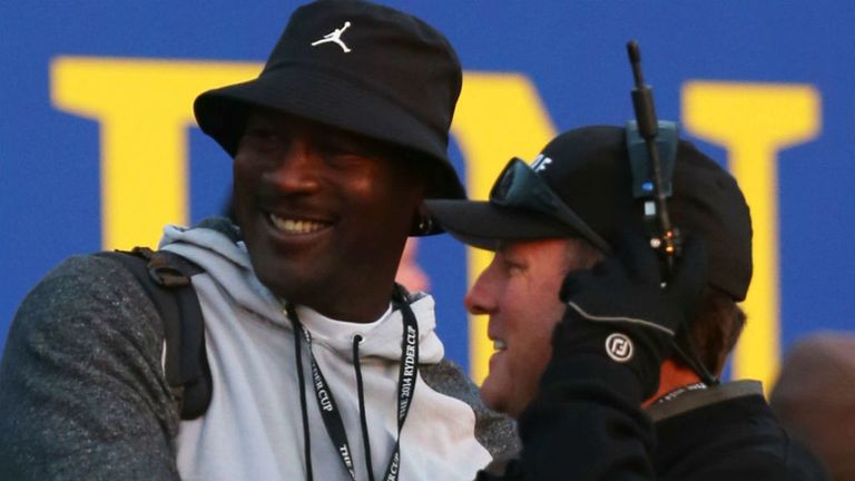 Basketball legend Michael Jordan is back on the course nice and early for the morning fourballs