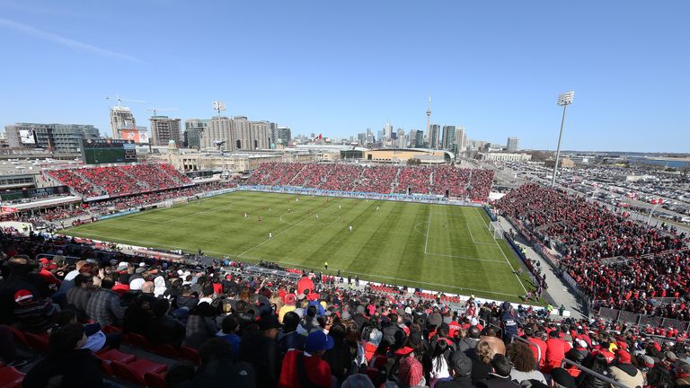 TORONTO, CANADA - MARCH 30:  An overview of BMO Field during a MLS game between the Los Angeles Galaxy and the Toronto FC on March 30, 2013 at BMO Field in