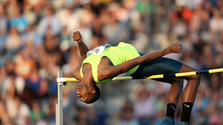 Mutaz Essa Barshim of Qatar competes in the Men's High Jump competition at the IAAF Diamond League Athletics meeting