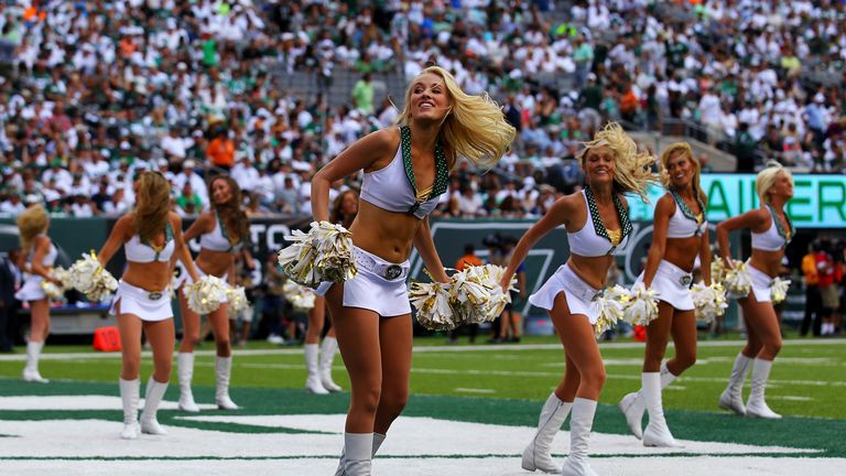 The New York Jets Flight Crew cheerleaders perform against the Oakland Raiders  