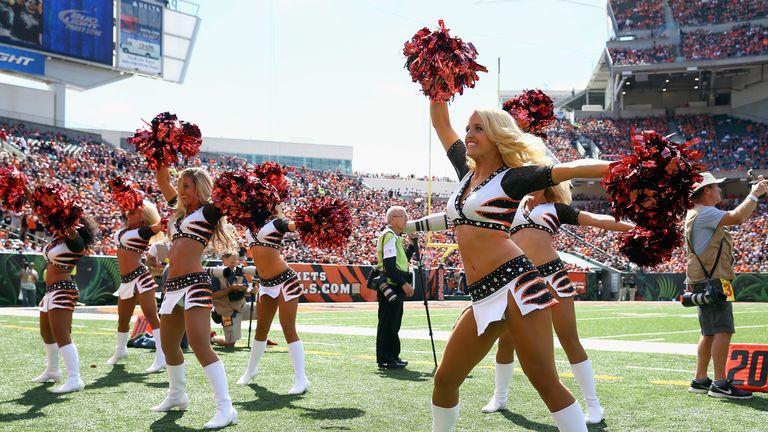 Cincinnati Bengals cheerleaders perform at Paul Brown Stadium on September 14