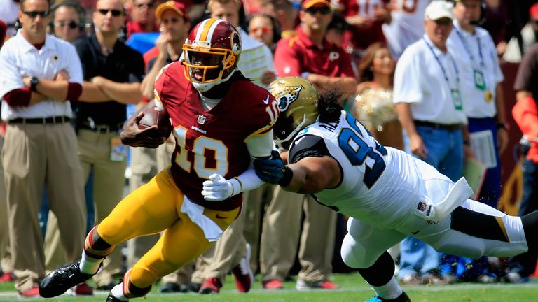 Robert Griffin III. Washington Redskins v Jacksonville Jaguars. September 14 2014.