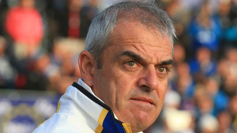 Europe team captain Paul McGinley watches on rather nervously