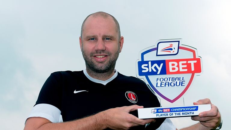 Charlton Athletic boss Bob Peeters collects the Sky Bet Championship Player of the Month for August 2014 on behalf of Igor Vetokele