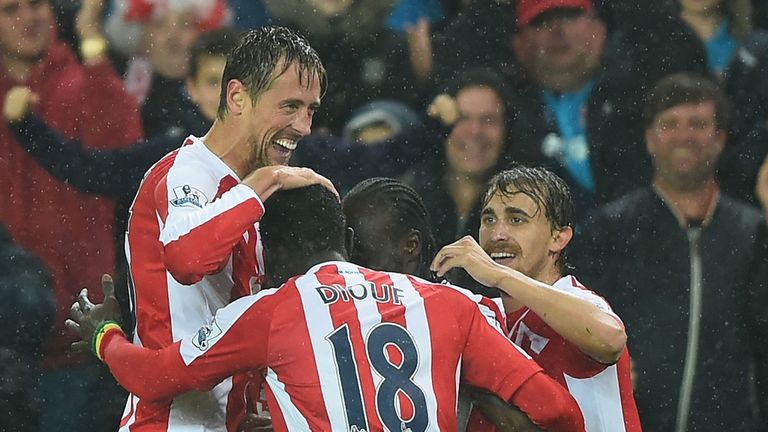 Peter Crouch of Stoke City celebrates